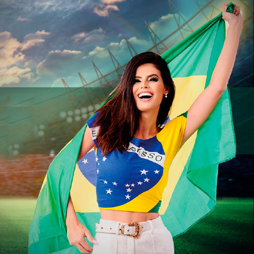 Mulher com bandeira do brasil